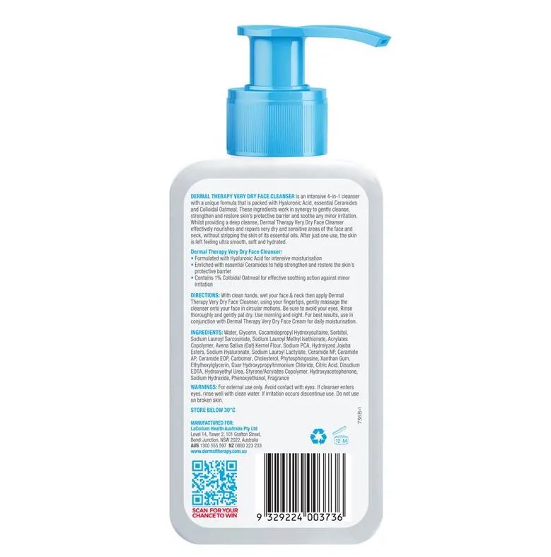 Sữa rửa mặt cho da khô Dermal Therapy Very Dry Face Cleanser 175ml