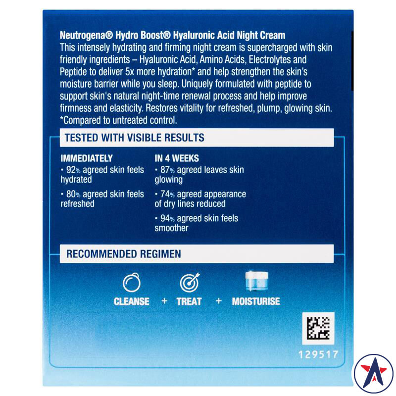 Dưỡng ẩm ban đêm Neutrogena Hydro Boost Hyaluronic Acid Night Cream 50g | Xuất xứ Úc (Australia)