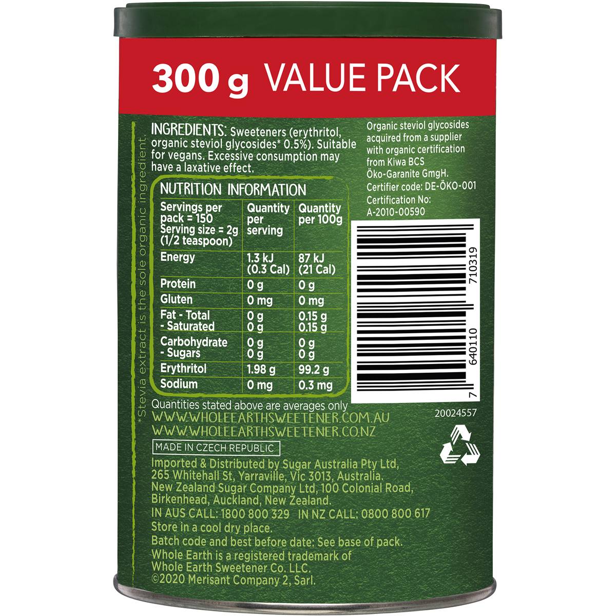Đường ăn kiêng Whole Earth Granules Canister của Úc 300g | Mua sắm hàng Úc tại Ausmart