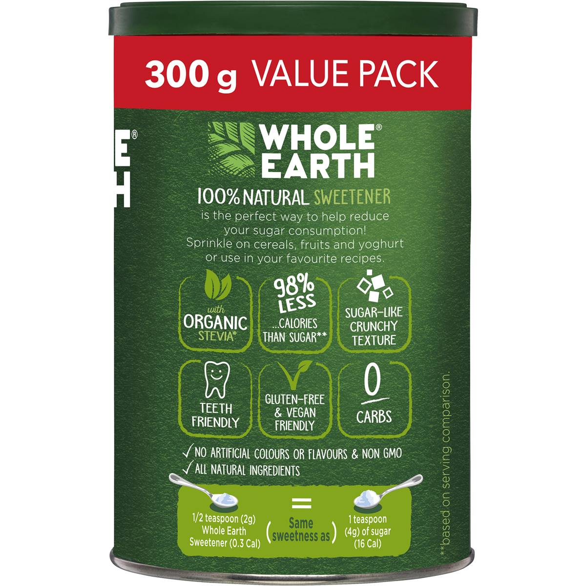 Đường ăn kiêng Whole Earth Granules Canister của Úc 300g | Sản phẩm chất lượng Úc