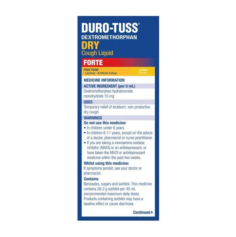 Siro giảm ho khô Durotuss Dry Cough Liquid Forte 200ml