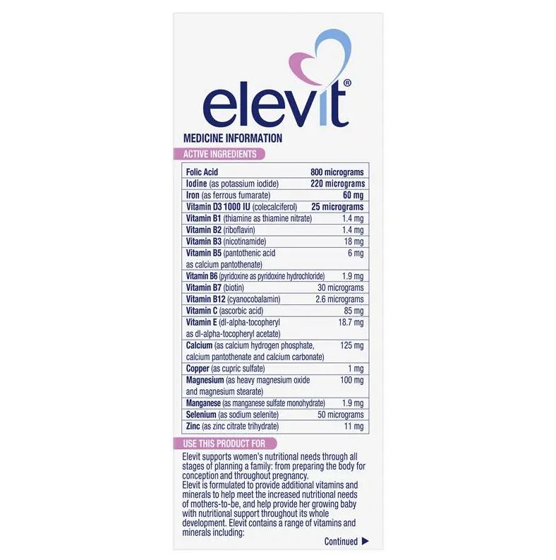Elevit bầu Úc Pre-conception & Pregnancy Multivitamin