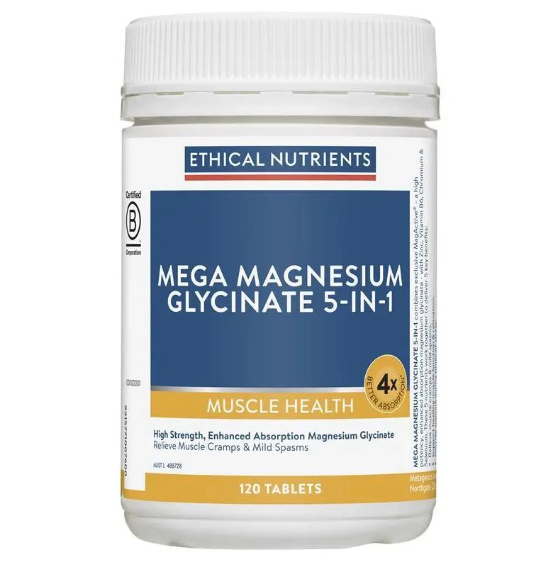 Viên uống bổ sung Magie hỗ trợ cơ bắp Ethical Nutrients Mega Magnesium Glycinate 5-in-1