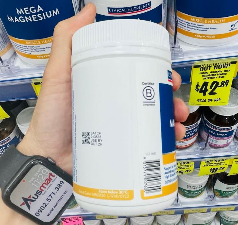 Viên uống bổ sung Magie hỗ trợ cơ bắp Ethical Nutrients Mega Magnesium