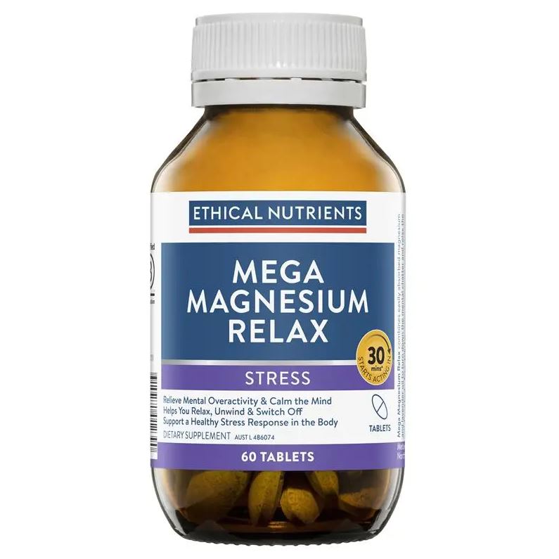 Viên uống giảm stress Ethical Nutrients Mega Magnesium Relax 60 viên