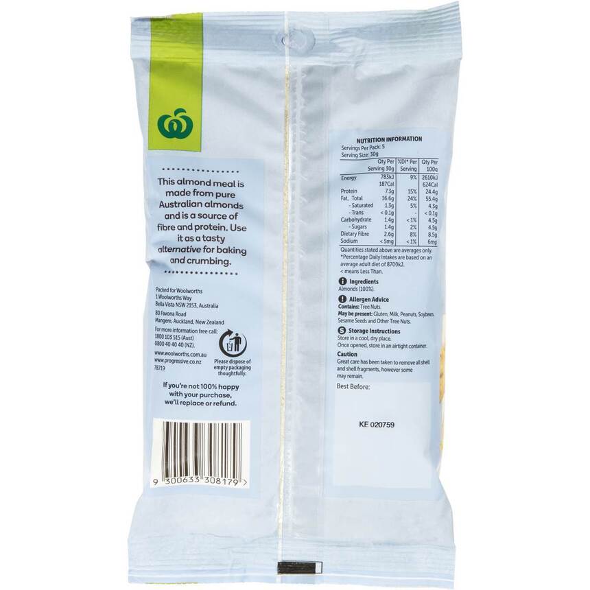 Bột Hạnh nhân Woolworths Almond Meal của Úc 150g