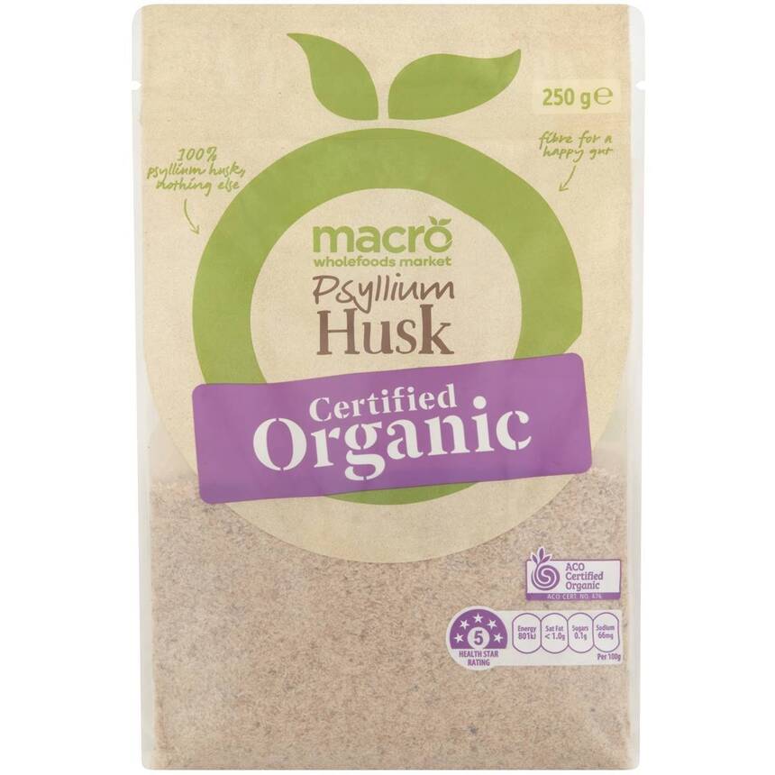 Bột vỏ hạt Mã đề hữu cơ Macro Organic Psyllium Husk của Úc 250g | Nhập khẩu từ Úc