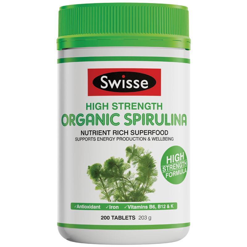 Tảo xoắn Spirulina Organic 1000mg Swisse High Strength 200 viên | Sản phẩm Úc