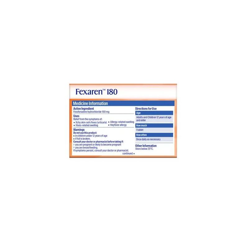 Viên uống chống dị ứng Fexaren 180mg