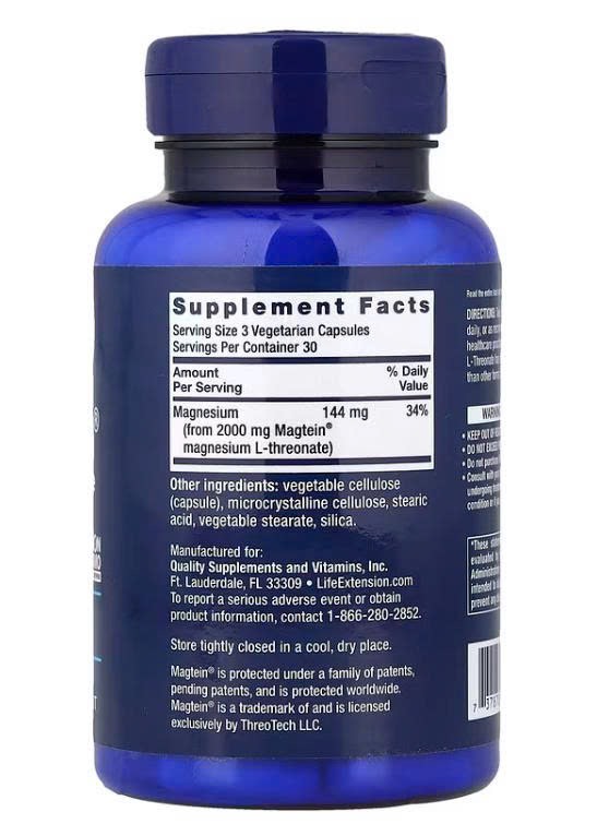 Viên uống hỗ trợ não bộ Life Extension Neuro-Mag Magnesium L-Threonate.