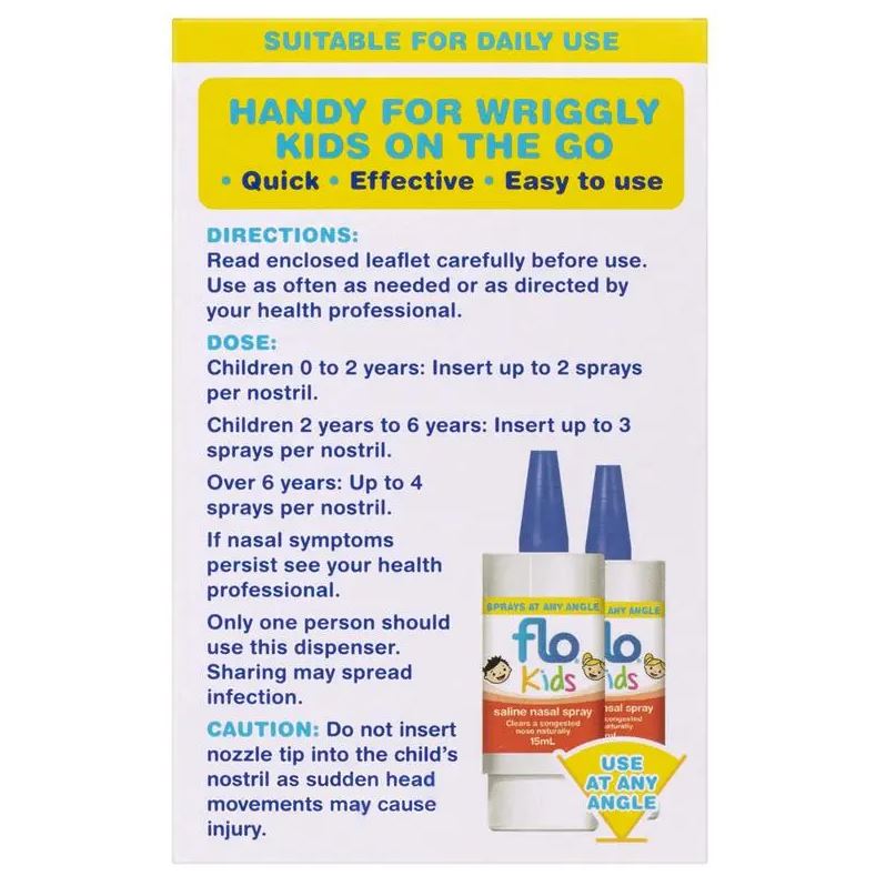 Xịt mũi nước muối sinh lý cho trẻ em Flo Kids Saline Spray Twin Pack
