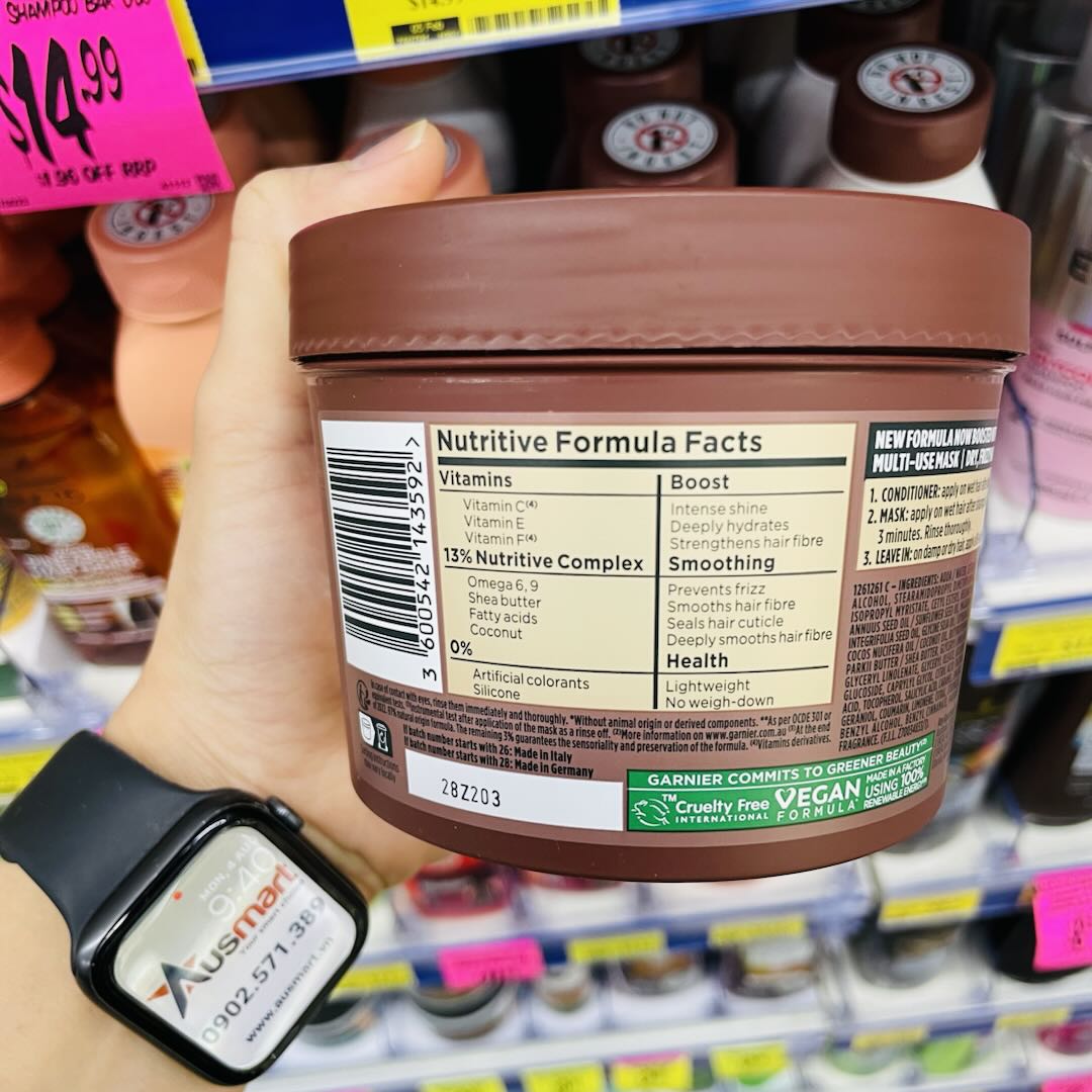 Mặt nạ ủ dưỡng tóc Garnier Fructis Hair Food Smoothing Macadamia 3-in-1 Mask Treatment for Dry & Unruly Hair