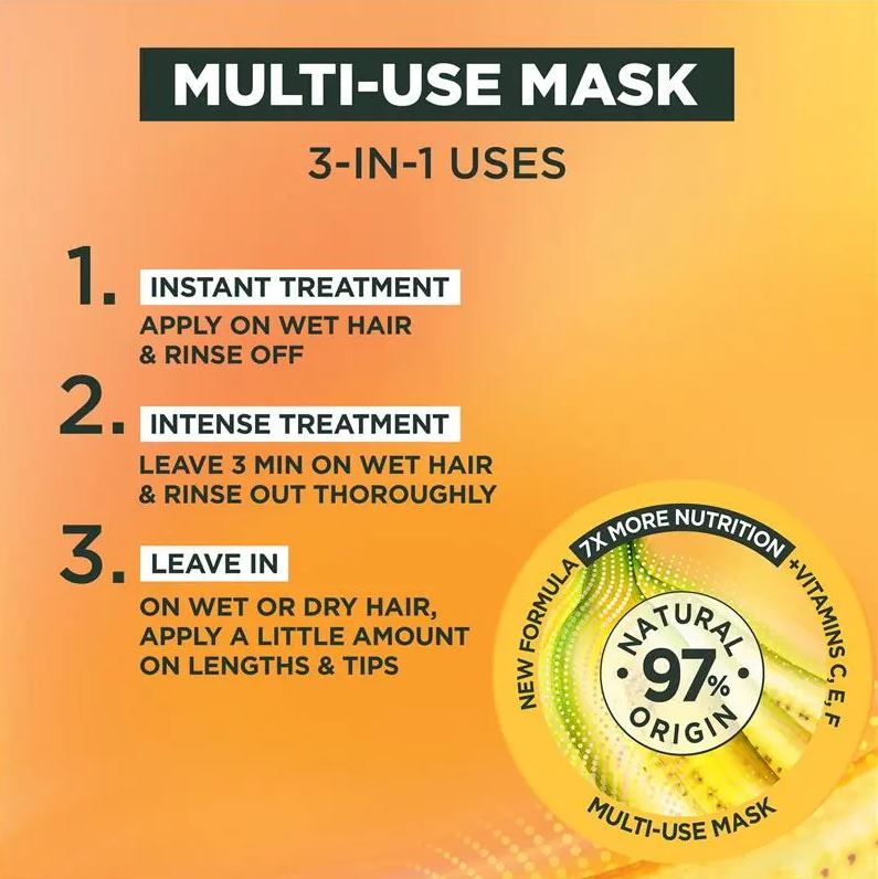 Mặt nạ dưỡng tóc Garnier Fructis Nourishing Banana Hair Food 3-in-1 Mask Treatment For Dry Hair