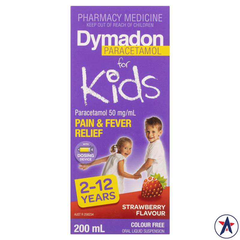Giảm đau hạ sốt cho trẻ từ 2 đến 12 tuổi Dymadon for Kids Strawberry 200ml