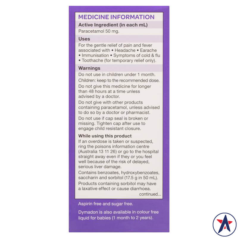 Giảm đau hạ sốt cho trẻ từ 2 đến 12 tuổi Dymadon for Kids Strawberry 200ml