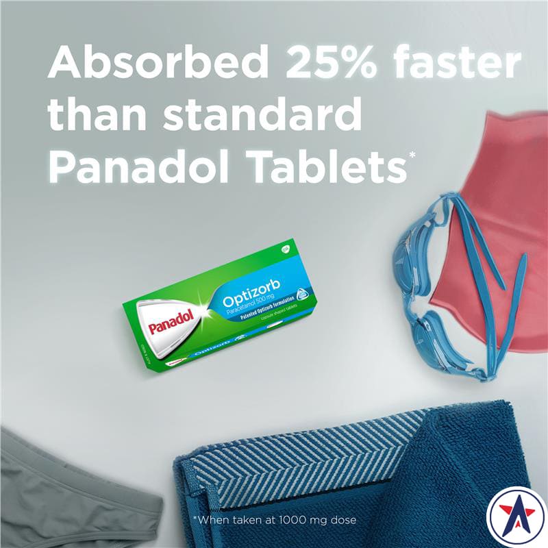 Giảm đau hạ sốt Panadol Optizorb Paracetamol Pain Relief 20 viên oval | Xuất xứ Úc (Australia)