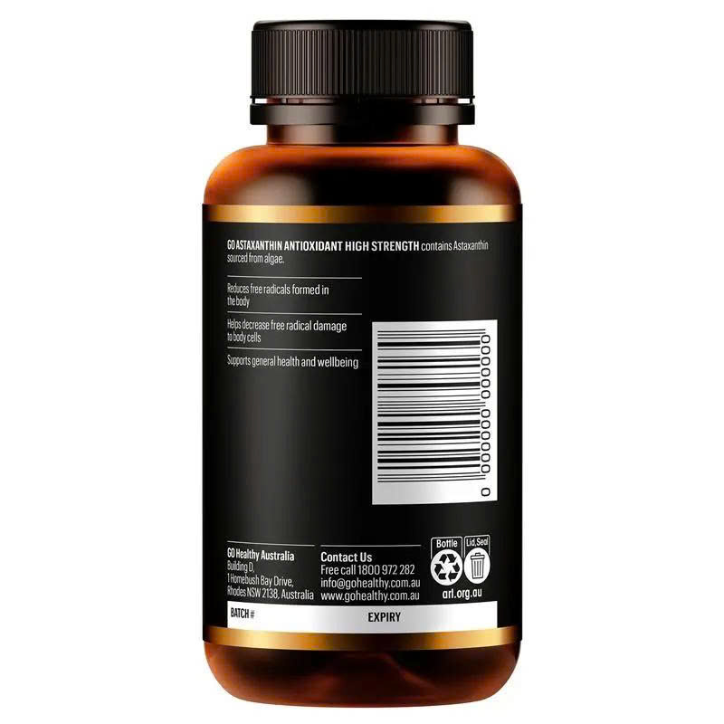 Viên uống chống oxy hóa Go Healthy Astaxanthin Antioxidant High Strength 90 viên