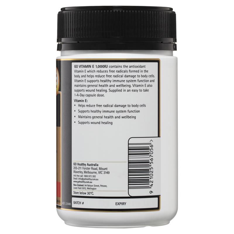 Viên uống bổ sung Vitamin E Go Healthy Vitamin E 1000IU Softgel 120 viên