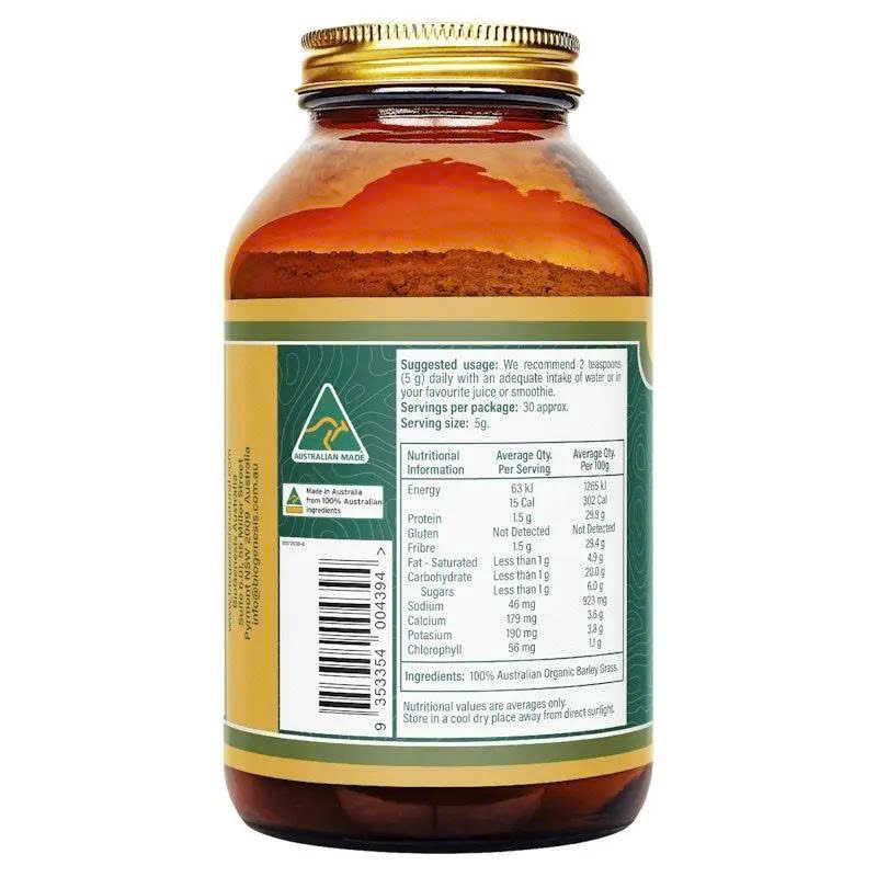 Bột cỏ lúa mạch hữu cơ BioGenesis Natural Australia Organic Barley Grass Powder 150g