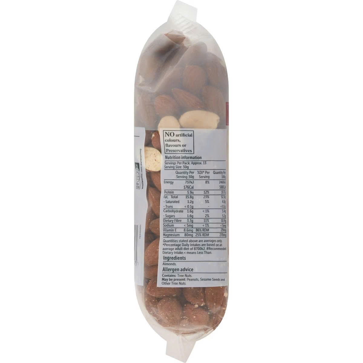 Hạt hạnh nhân Almonds Dry Roasted Woolworths 400g