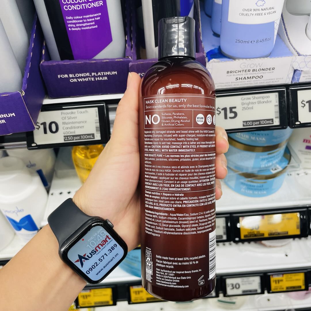 Dầu gội dưỡng ẩm tóc Hask Coconut Oil Nourishing Shampoo 355ml