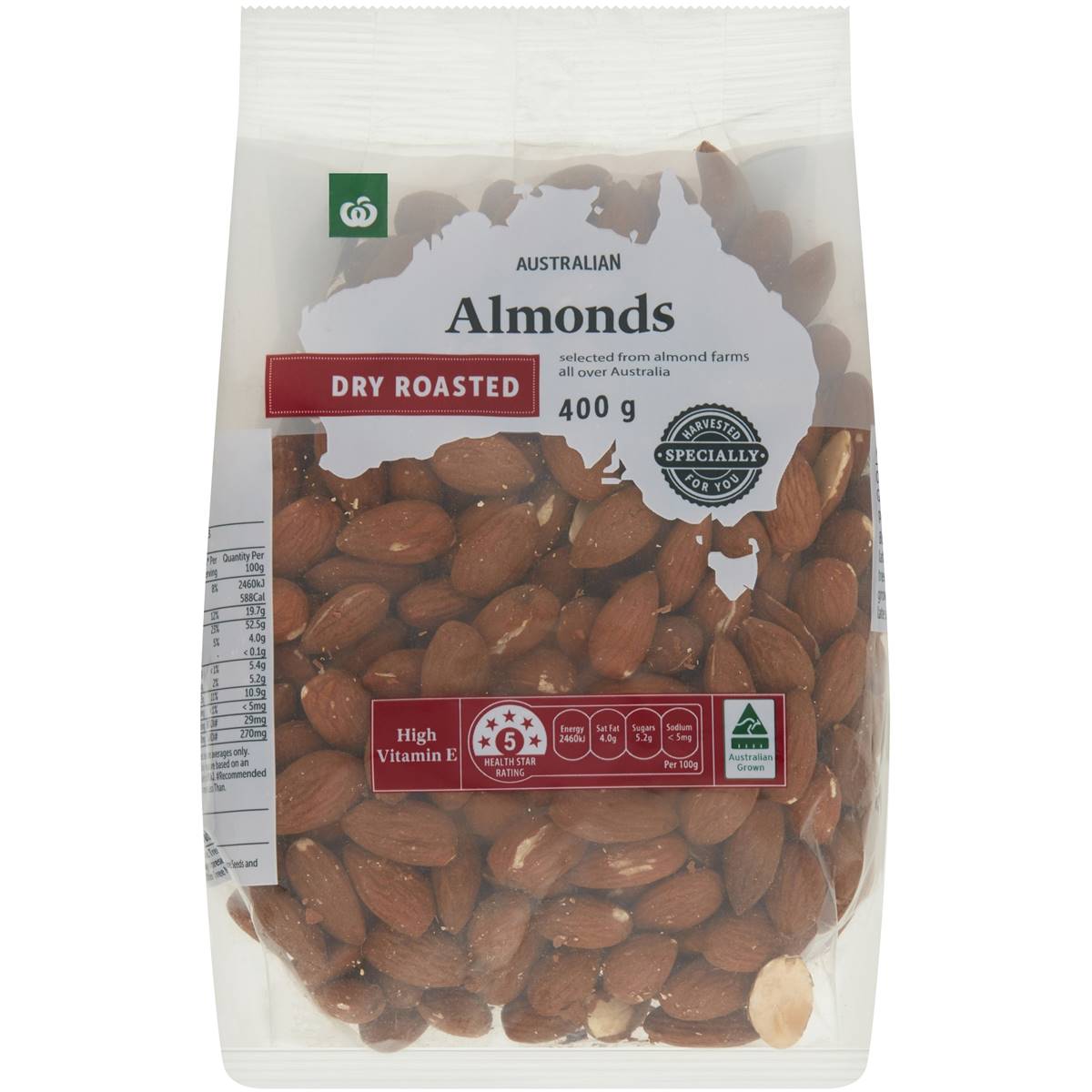 Hạt hạnh nhân Almonds Dry Roasted Woolworths 400g | Sản phẩm chính hãng Úc