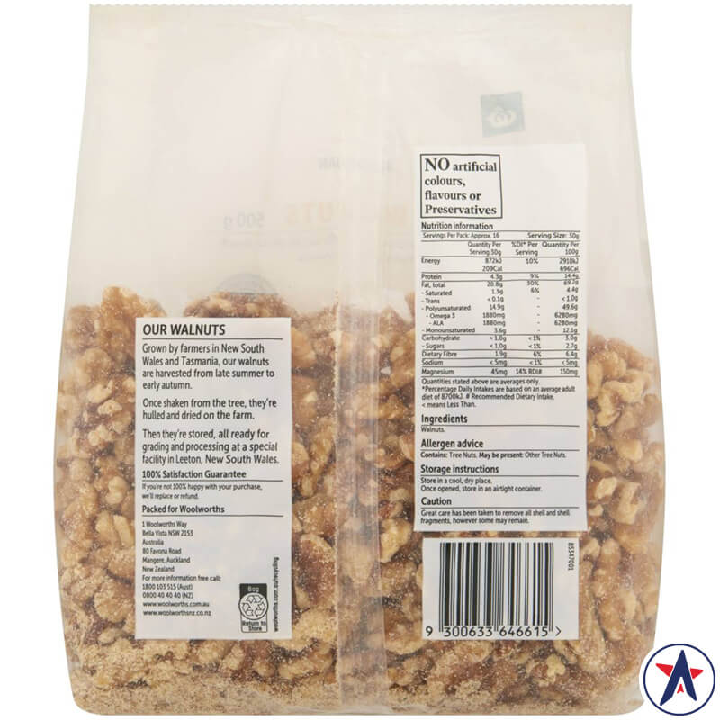 Hạt óc chó tách vỏ Mild & Versatile Walnuts Woolworths 500g | Thương hiệu Úc