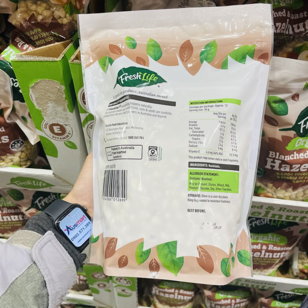 Hạt phỉ hữu cơ Freshlife Organic Blanched & Roasted Hazelnuts