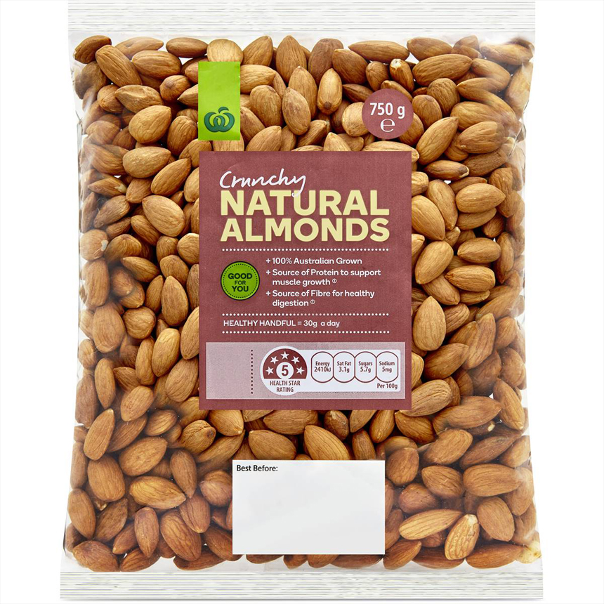 Hạt hạnh nhân Almonds Woolworths Crunchy Natural 750g | Mua sắm hàng Úc tại Ausmart