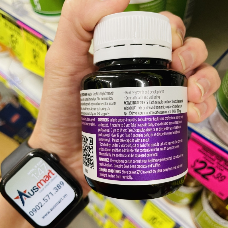 DHA Healthy Care cho bé của Úc Kids High Strength DHA 60 viên