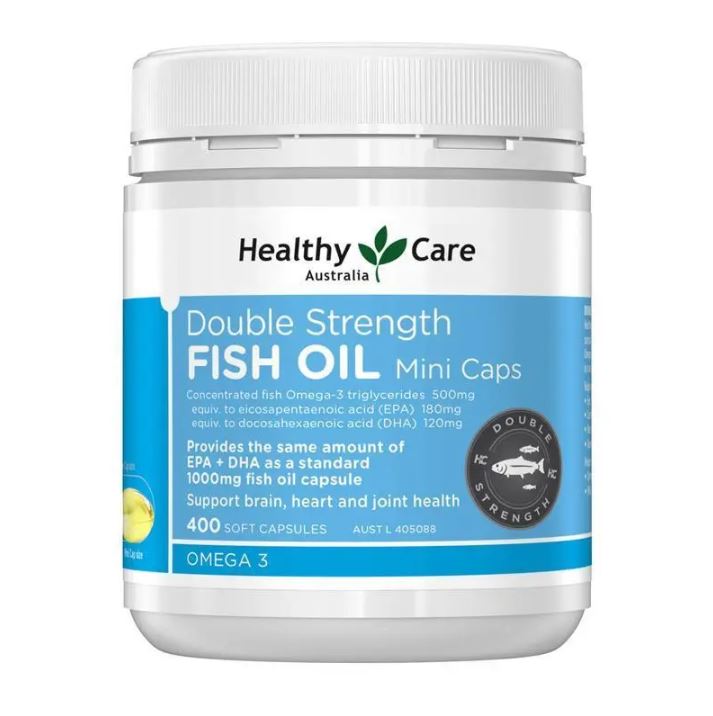 Dầu cá không mùi viên nhỏ Healthy Care Double Strength Fish Oil Mini Caps