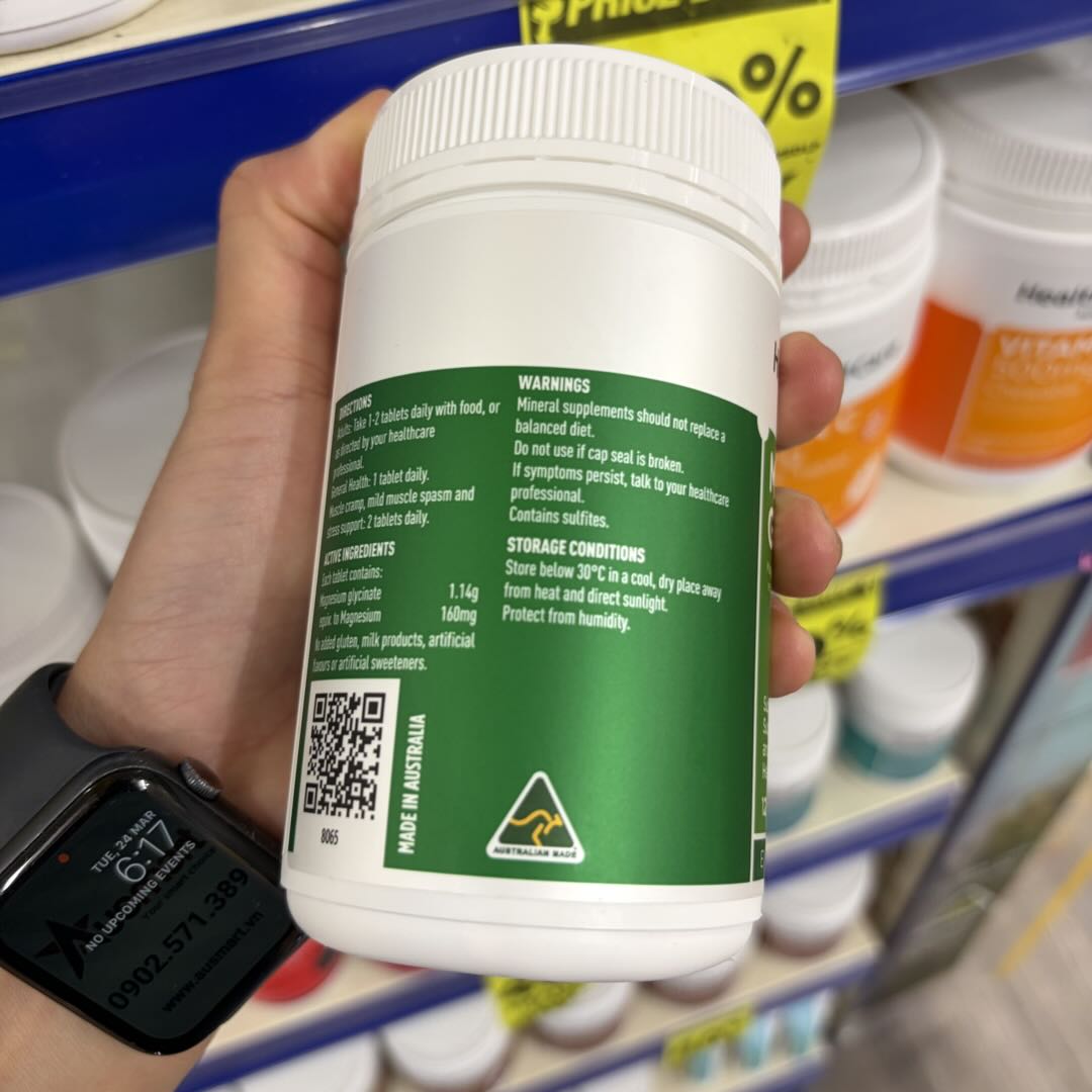 Viên uống magnesium hỗ trợ cơ bắp và thần kinh Healthy Care Magnesium Glycinate