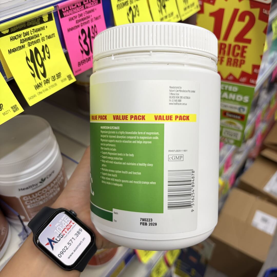 Viên uống magnesium hỗ trợ cơ bắp và thần kinh Healthy Care Magnesium Glycinate