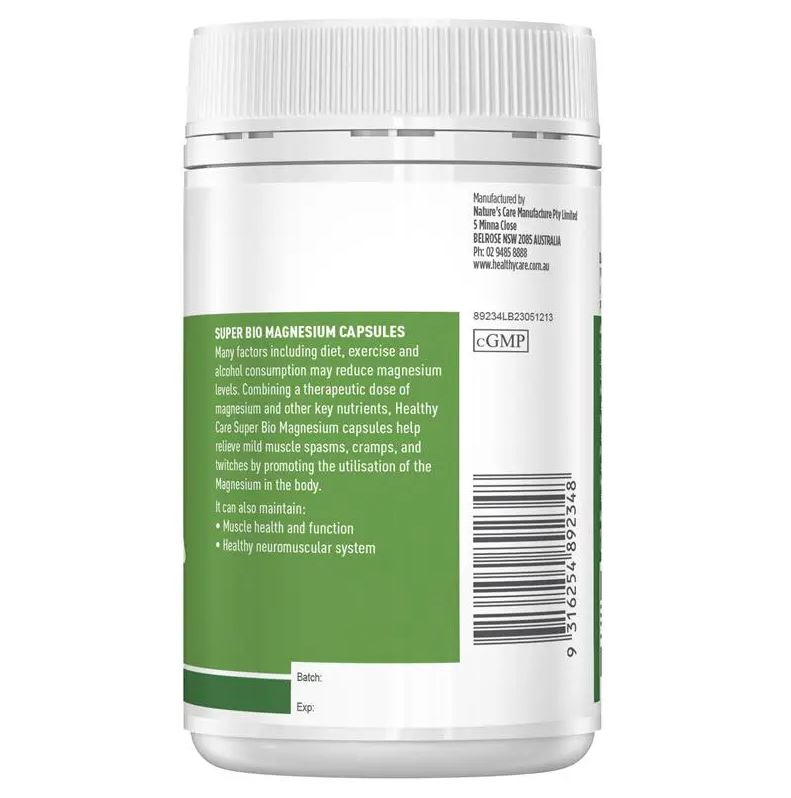 Viên uống bổ sung Magie Healthy Care Super Bio Magnesium 100 viên