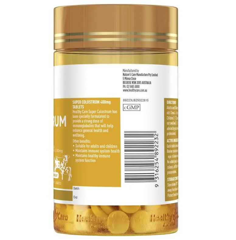 Sữa non Úc dạng viên Healthy Care Super Colostrum 400mg 200 viên