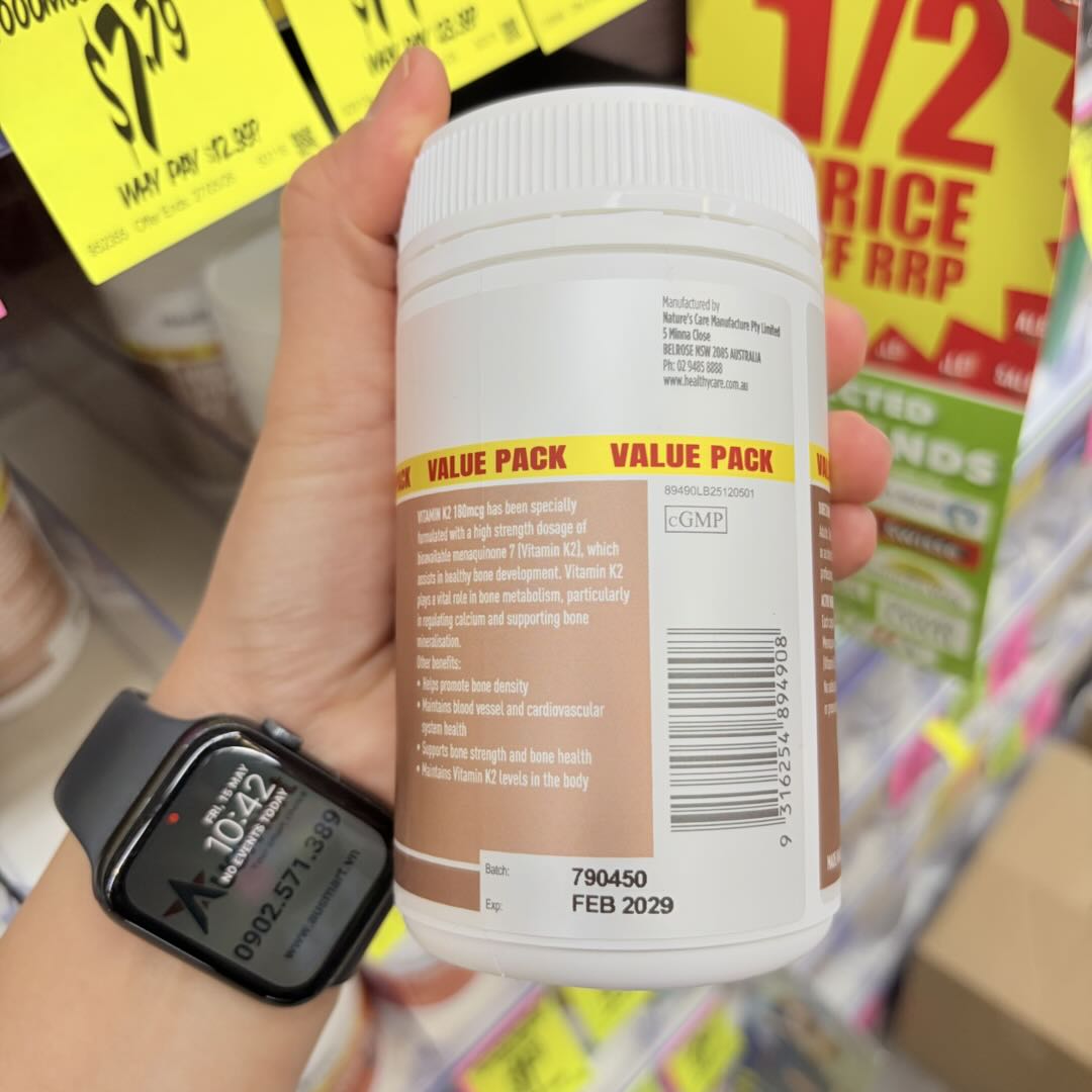 Viên uống bổ sung Vitamin K2 180mcg Healthy Care hỗ trợ xương