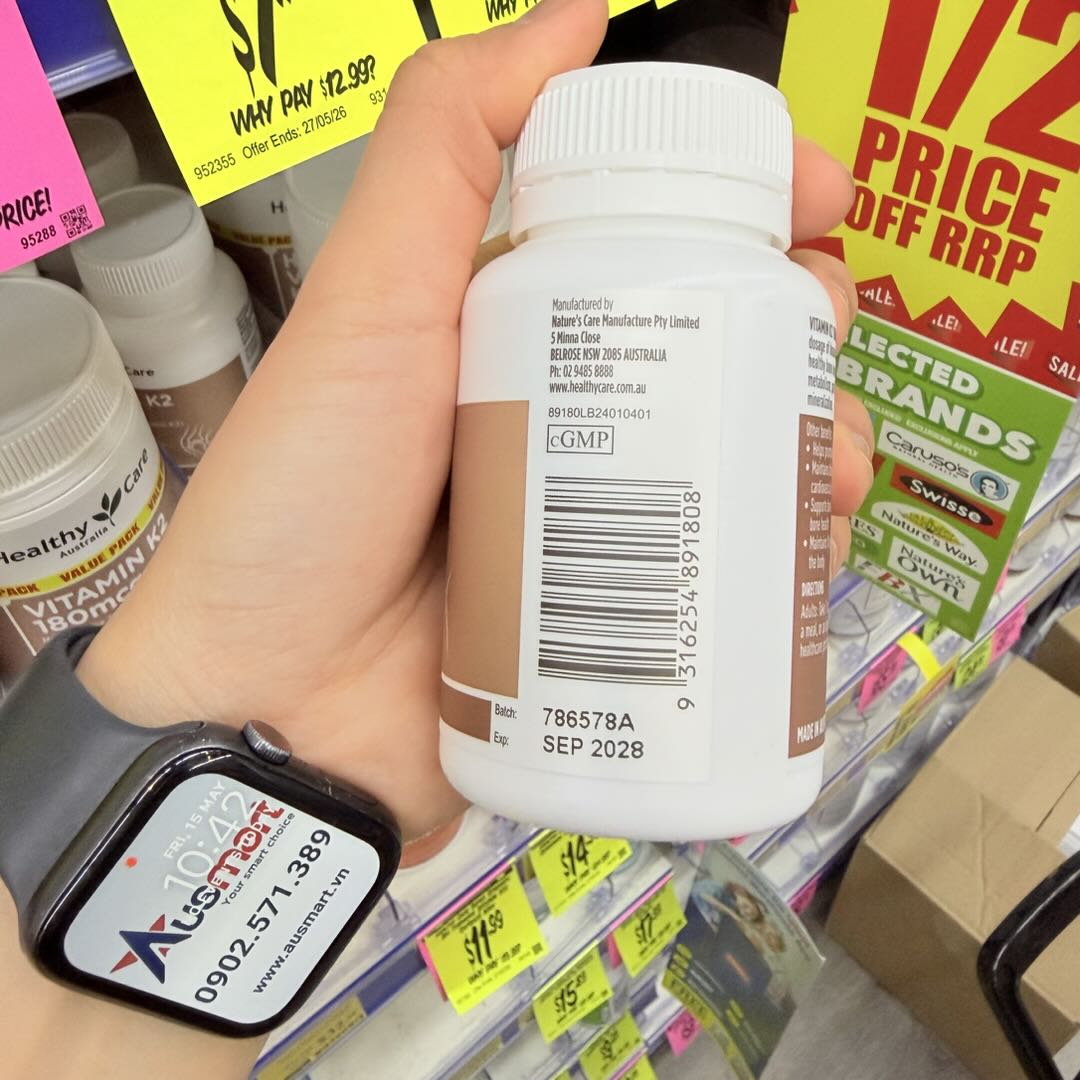 Viên uống bổ sung Vitamin K2 180mcg Healthy Care hỗ trợ xương