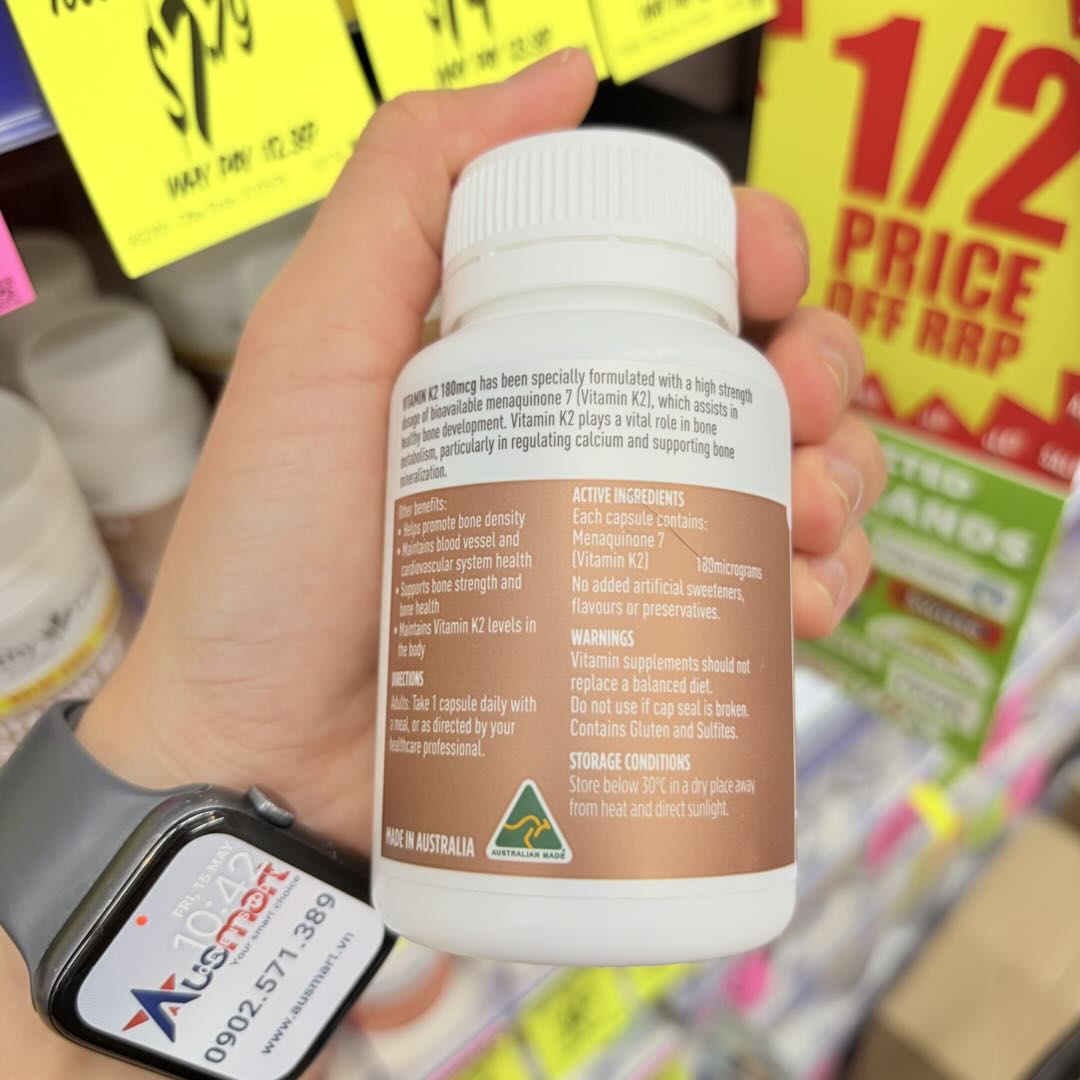 Viên uống bổ sung Vitamin K2 180mcg Healthy Care hỗ trợ xương