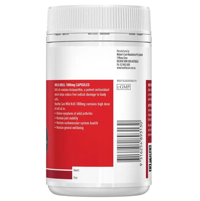 Dầu nhuyễn thể Healthy Care Wild Krill Oil 1000mg