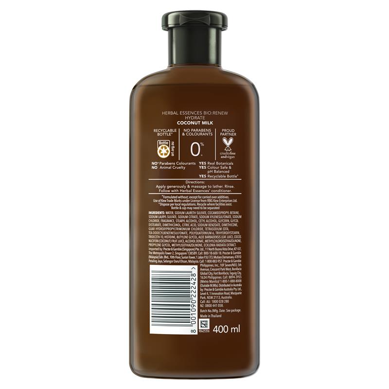 Dầu gội đầu Herbal Essences Bio Renew Hydrate Coconut Milk Shampoo 400ml