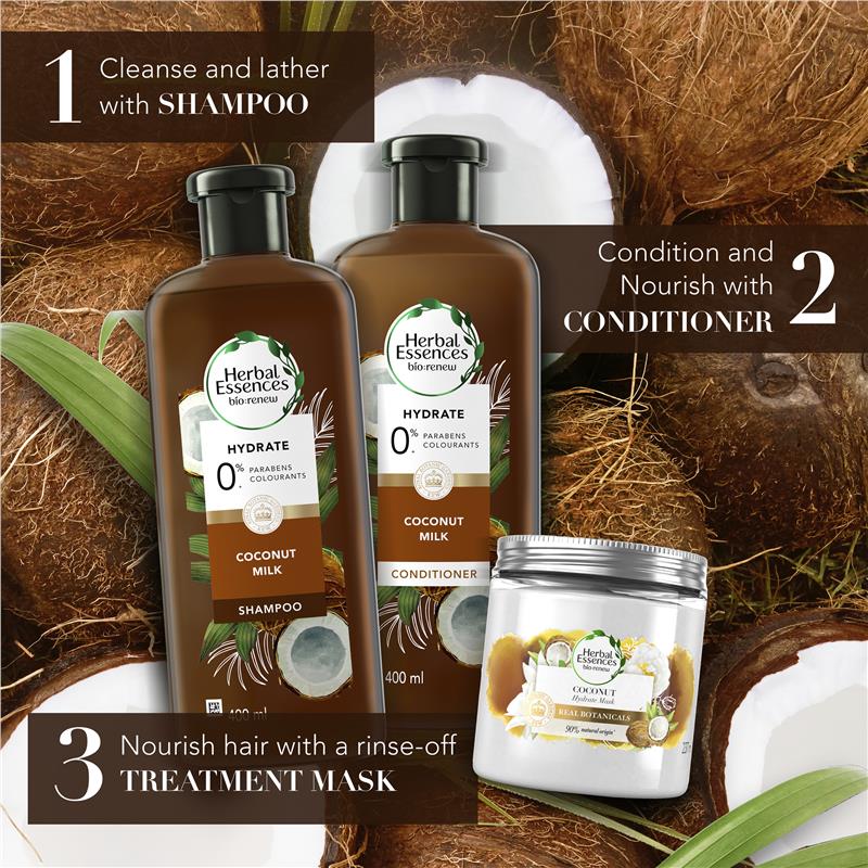Dầu gội đầu Herbal Essences Bio Renew Hydrate Coconut Milk Shampoo 400ml