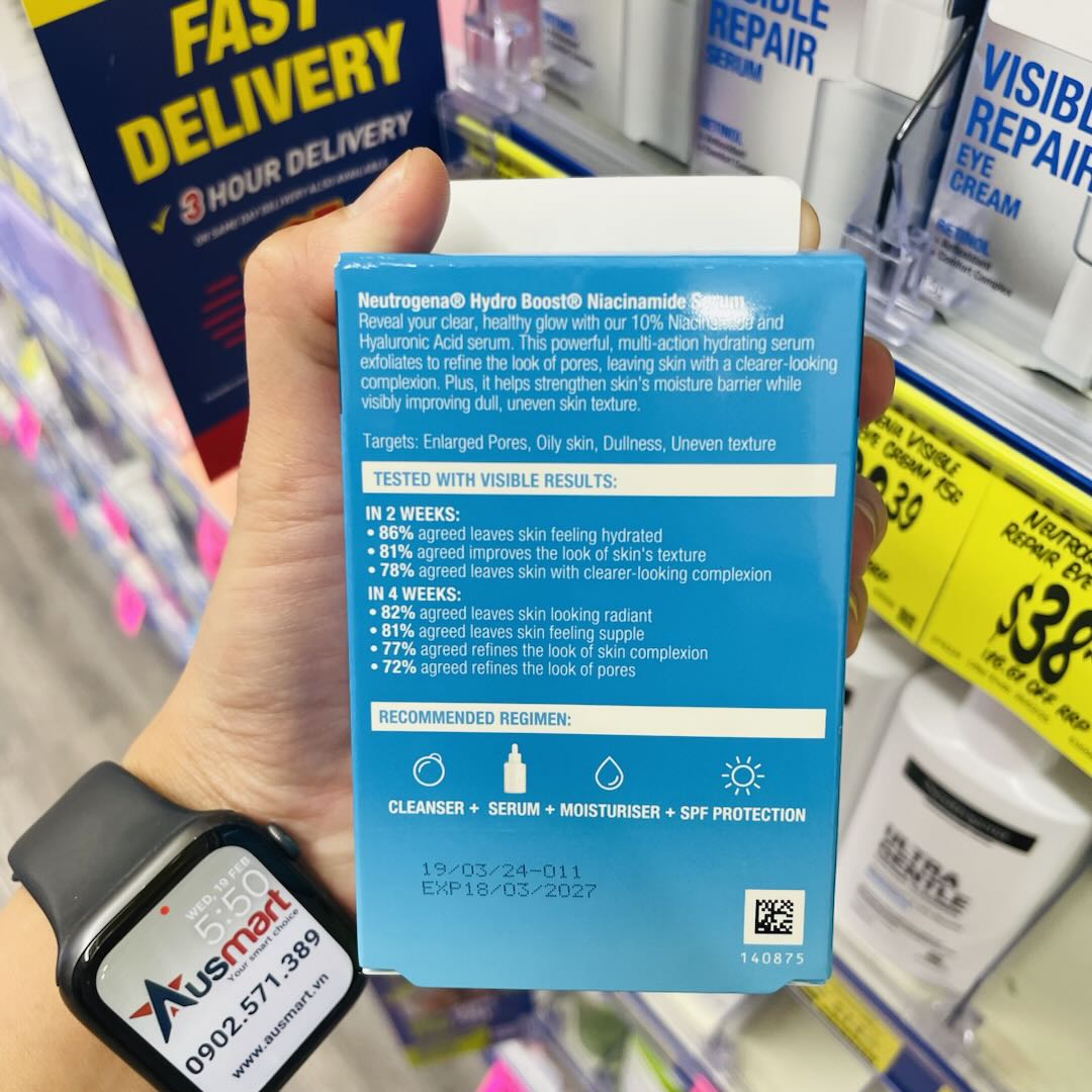 Serum dưỡng sáng da & thu nhỏ lỗ chân lông Neutrogena Hydro Boost Niacinamide