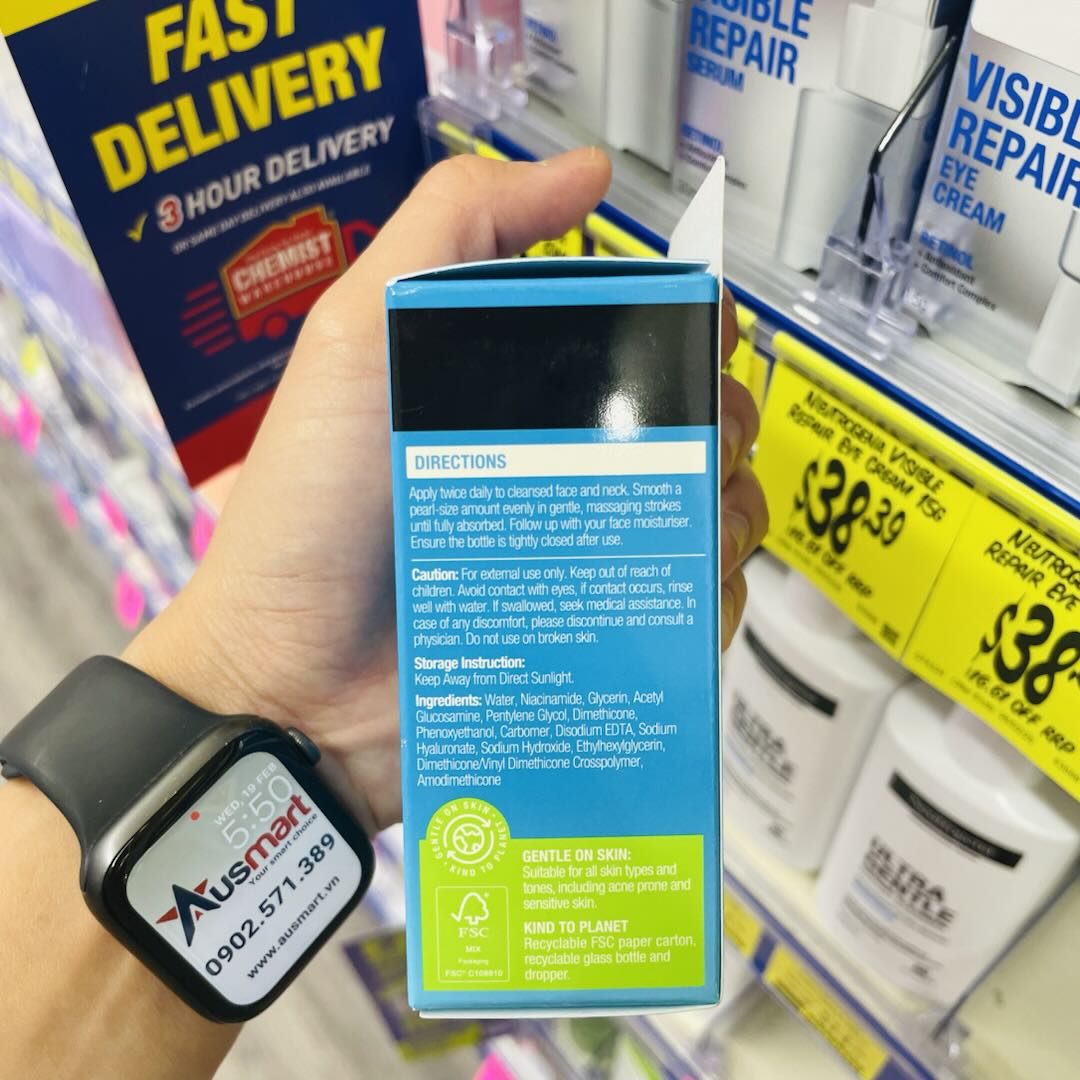 Serum dưỡng sáng da & thu nhỏ lỗ chân lông Neutrogena Hydro Boost Niacinamide