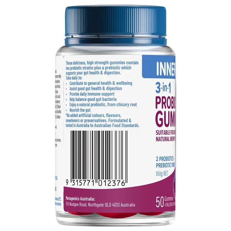 Kẹo dẻo bổ sung lợi khuẩn Inner Health 3 in 1 Probiotic Gummies 50 viên
