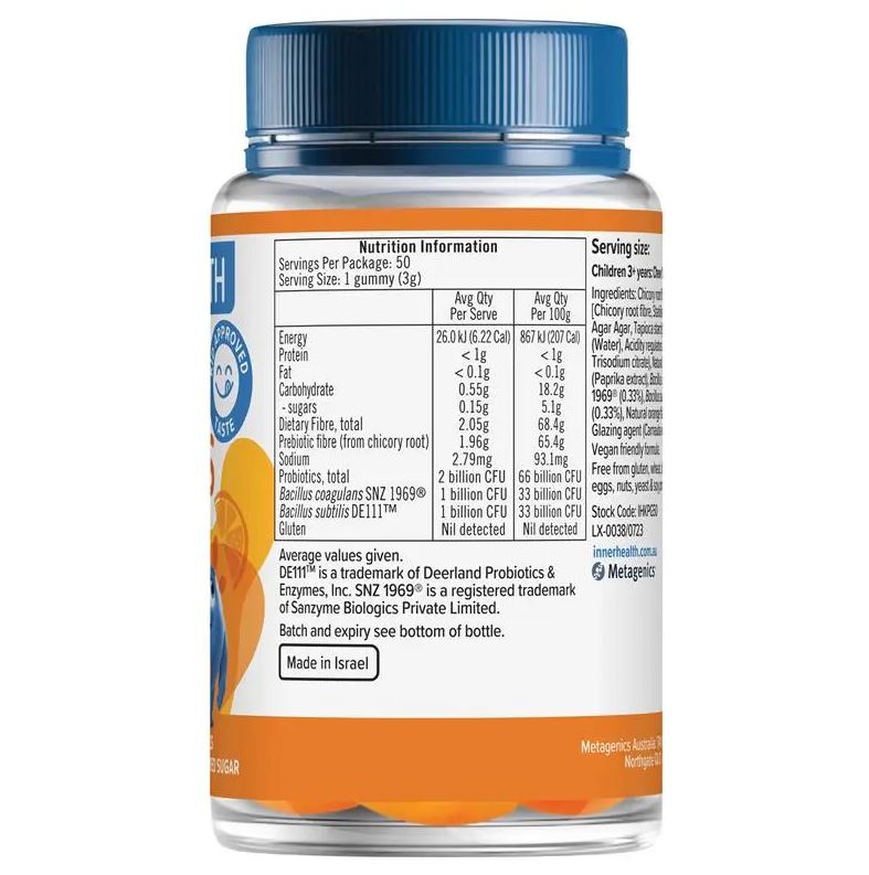 Kẹo dẹo lợi khuẩn cho bé Inner Health Kids 3 in 1 Probiotic Gummies 50 viên