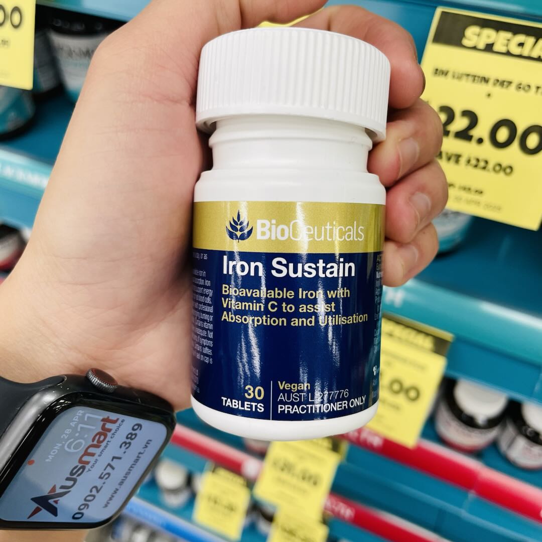 Viên uống bổ sung sắt BioCeuticals Iron Sustain 30 viên