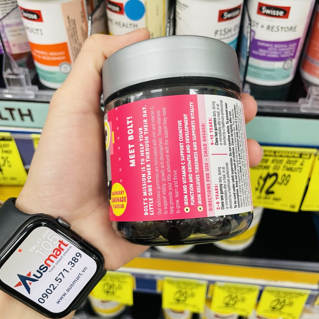 Kẹo dẻo bổ máu cho bé Little Swisse Iron + Vit C Gummies