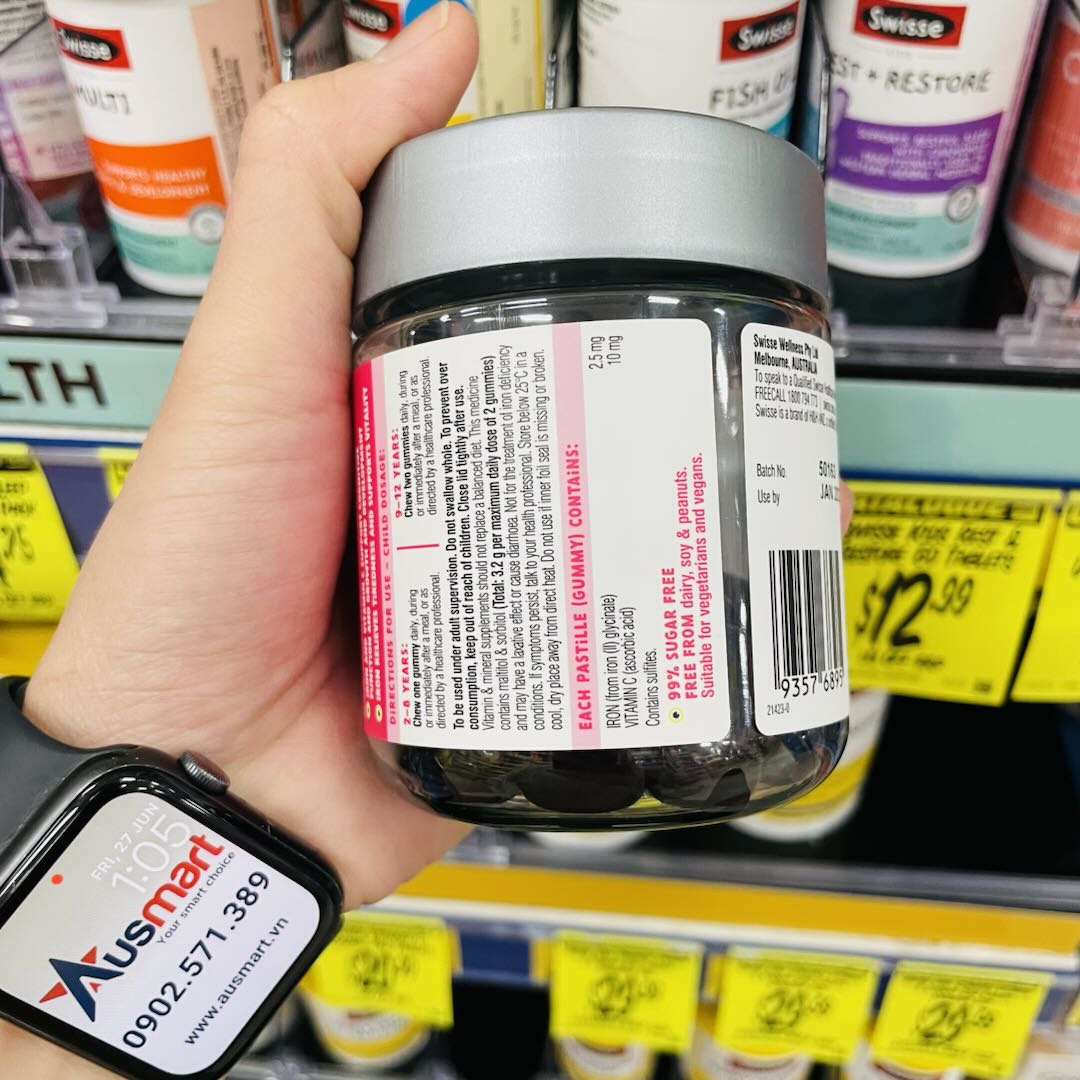 Kẹo dẻo bổ máu cho bé Little Swisse Iron + Vit C Gummies