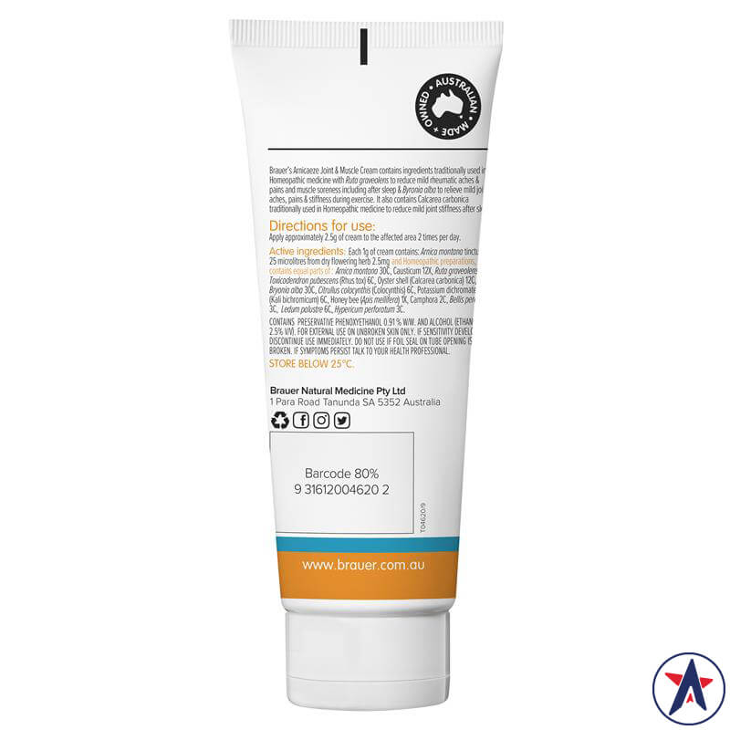Kem giảm đau cơ xương khớp Brauer ArnicaEze Arnica Joint & Muscle Cream 100g