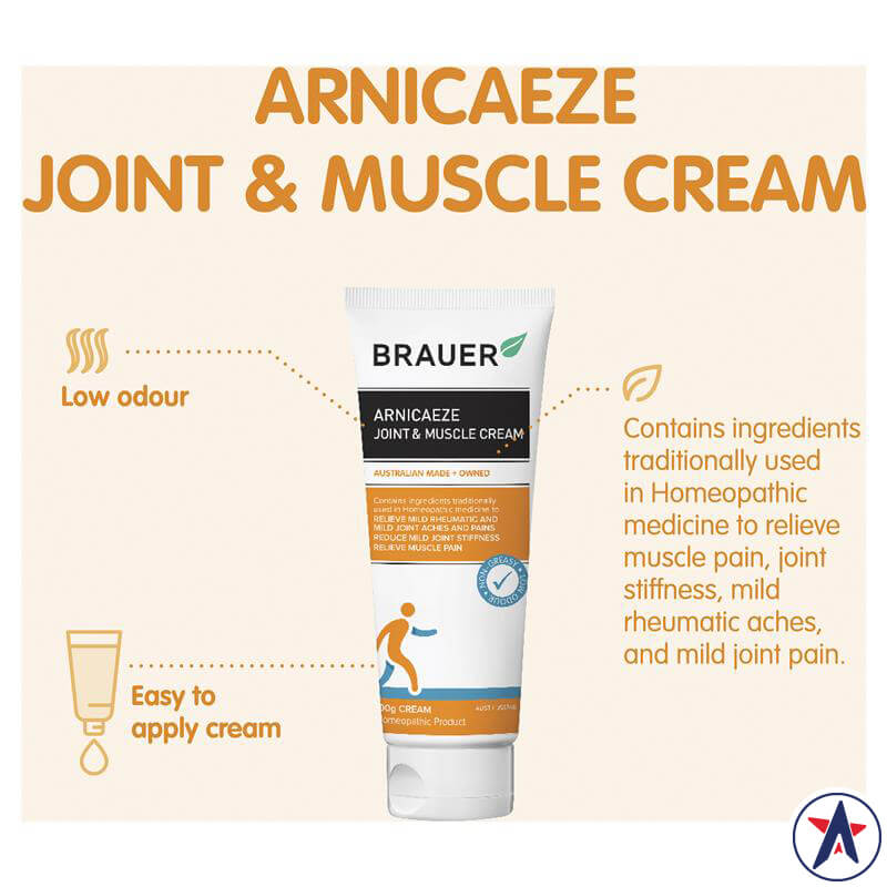 Kem giảm đau cơ xương khớp Brauer ArnicaEze Arnica Joint & Muscle Cream 100g